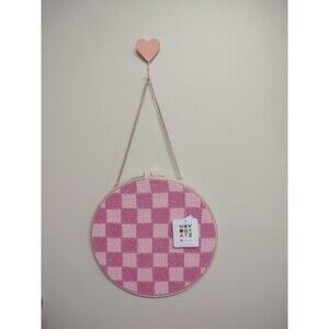 NOVOGRATZ HOME wall Decor Seed Bead Wall Art Hanging Decor Checkered Bead Pink